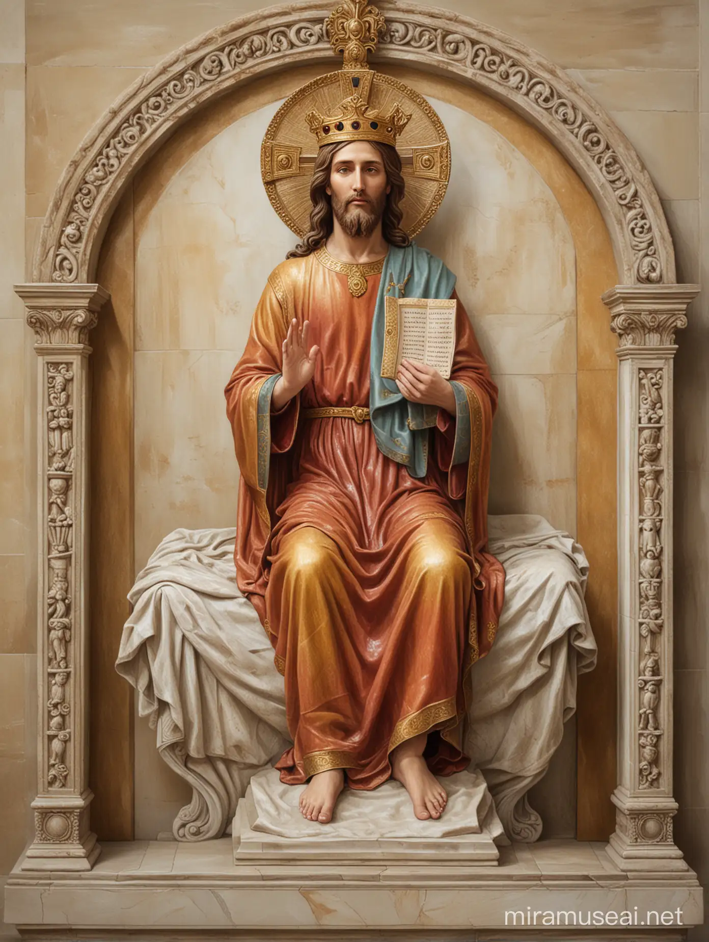 Divine Figure Christ Enthroned with Circular Crown