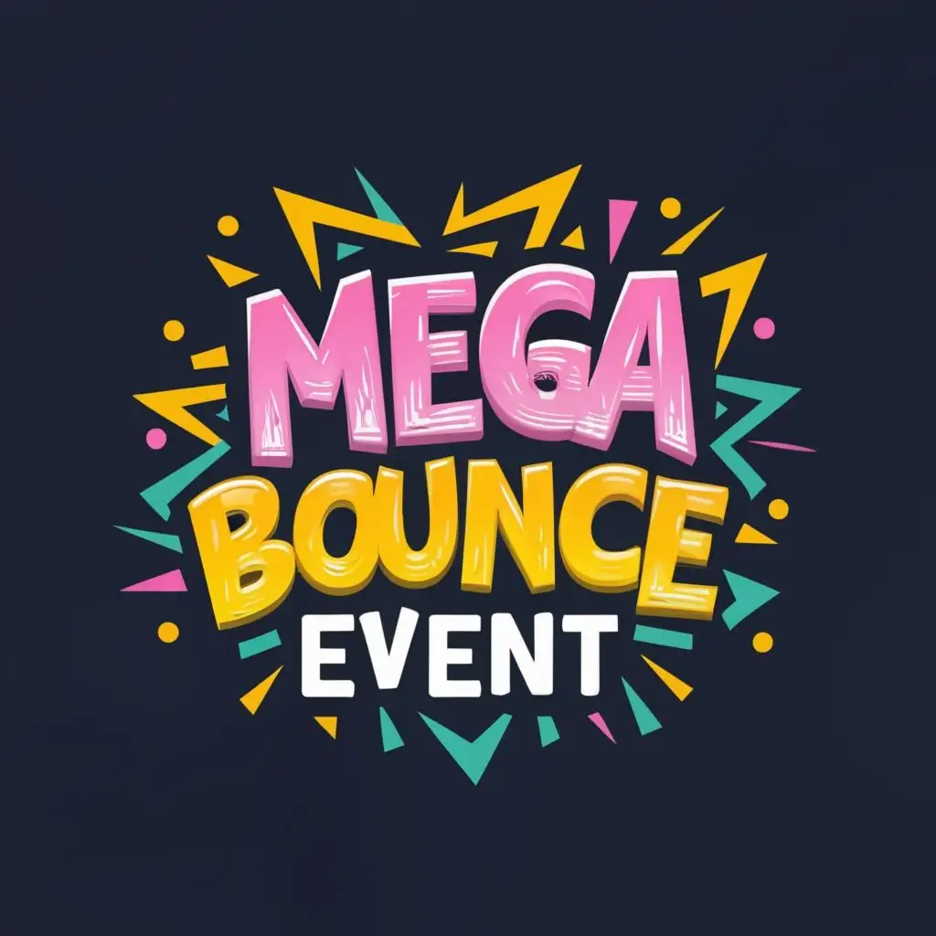 logo, exciting, with the text "Mega Bounce
Event", typography, be used in Events industry