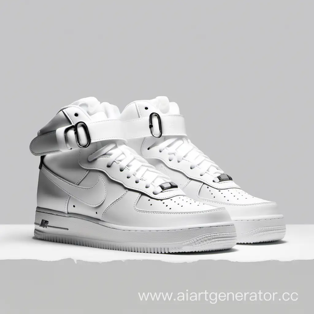 on a single background, white nike air force 1 with a split sole