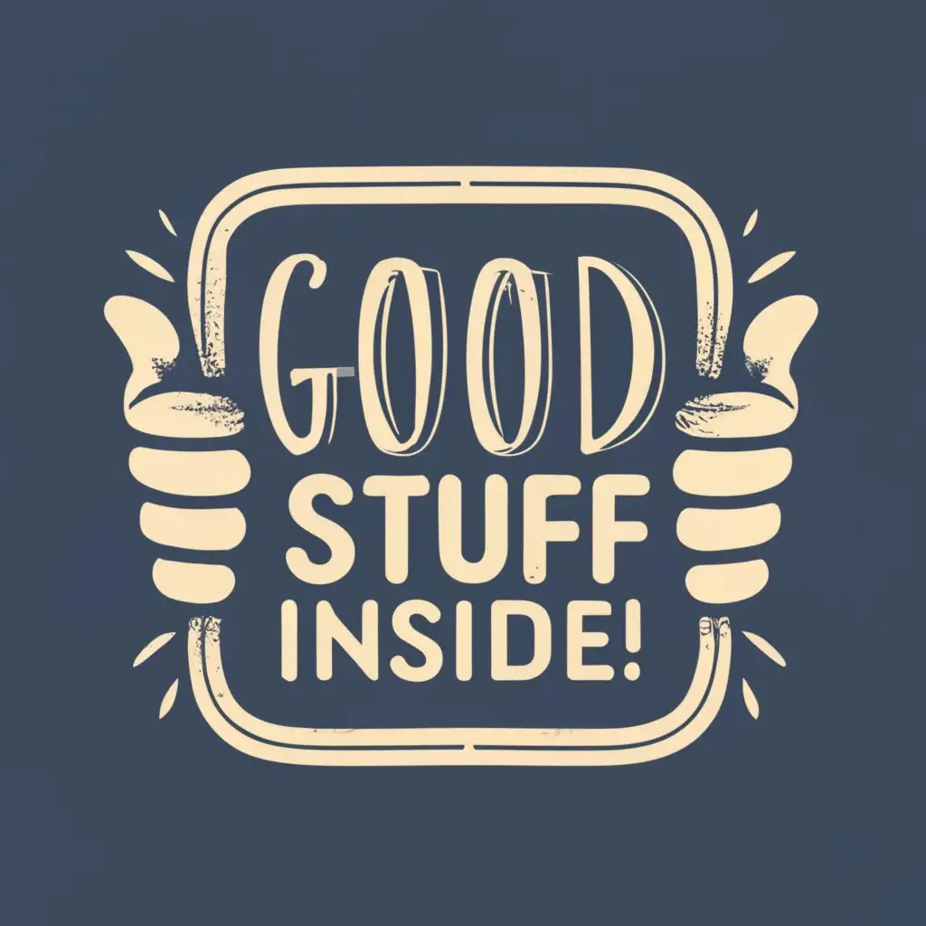 logo, vintage face with thump up, with the text "Good stuff inside!", typography, be used in Religious industry