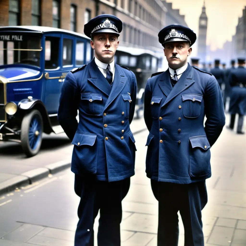 1920s British Policemen Standing on London Street