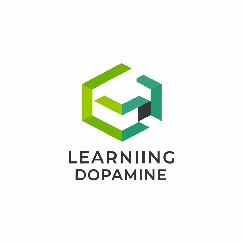 a logo design,with the text "Learning Dopamine", main symbol:cube, green main theme,Minimalistic,be used in Education industry,clear background