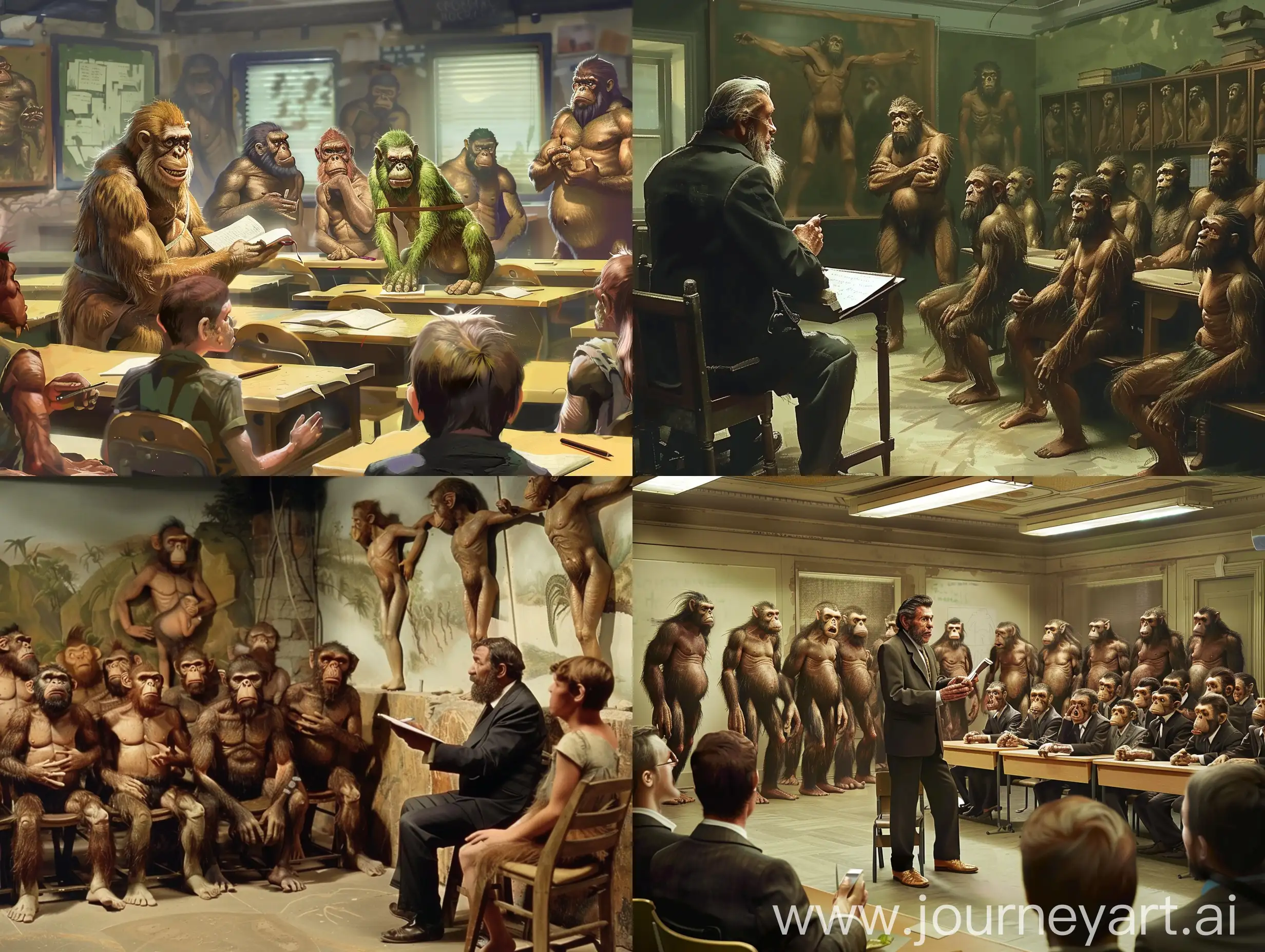 Primordial-Man-Classroom-Lesson-Ancient-Professor-Teaching-Evolutionary-Concepts