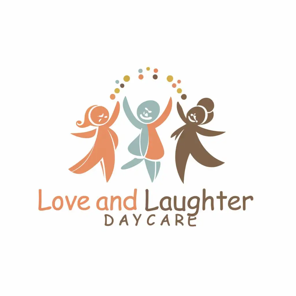 LOGO-Design-For-Love-and-Laughter-Daycare-Playful-Children-Emblem-on-a-Clear-Background