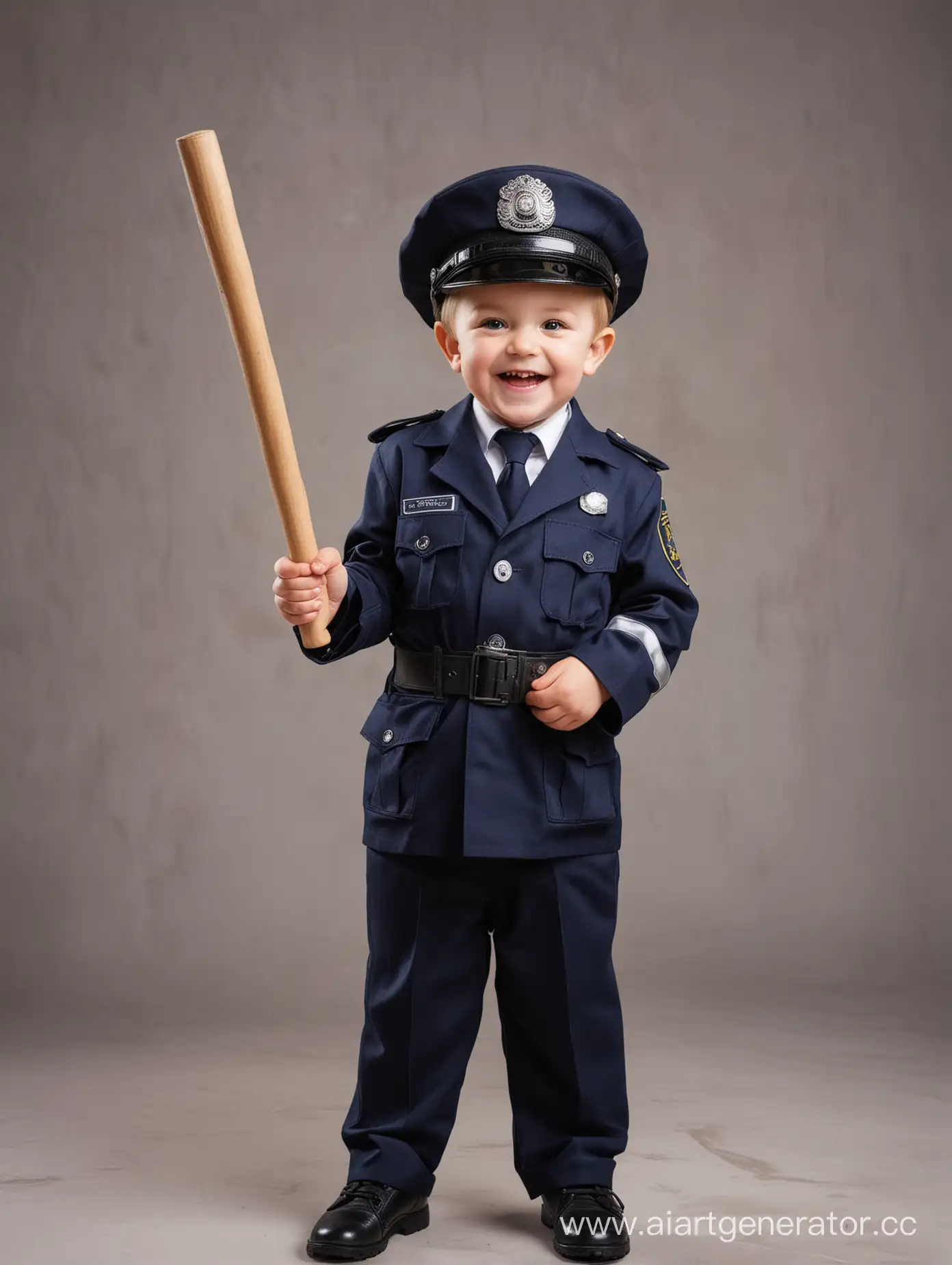 Joyful-Child-Dressed-as-Policeman-with-Police-Baton