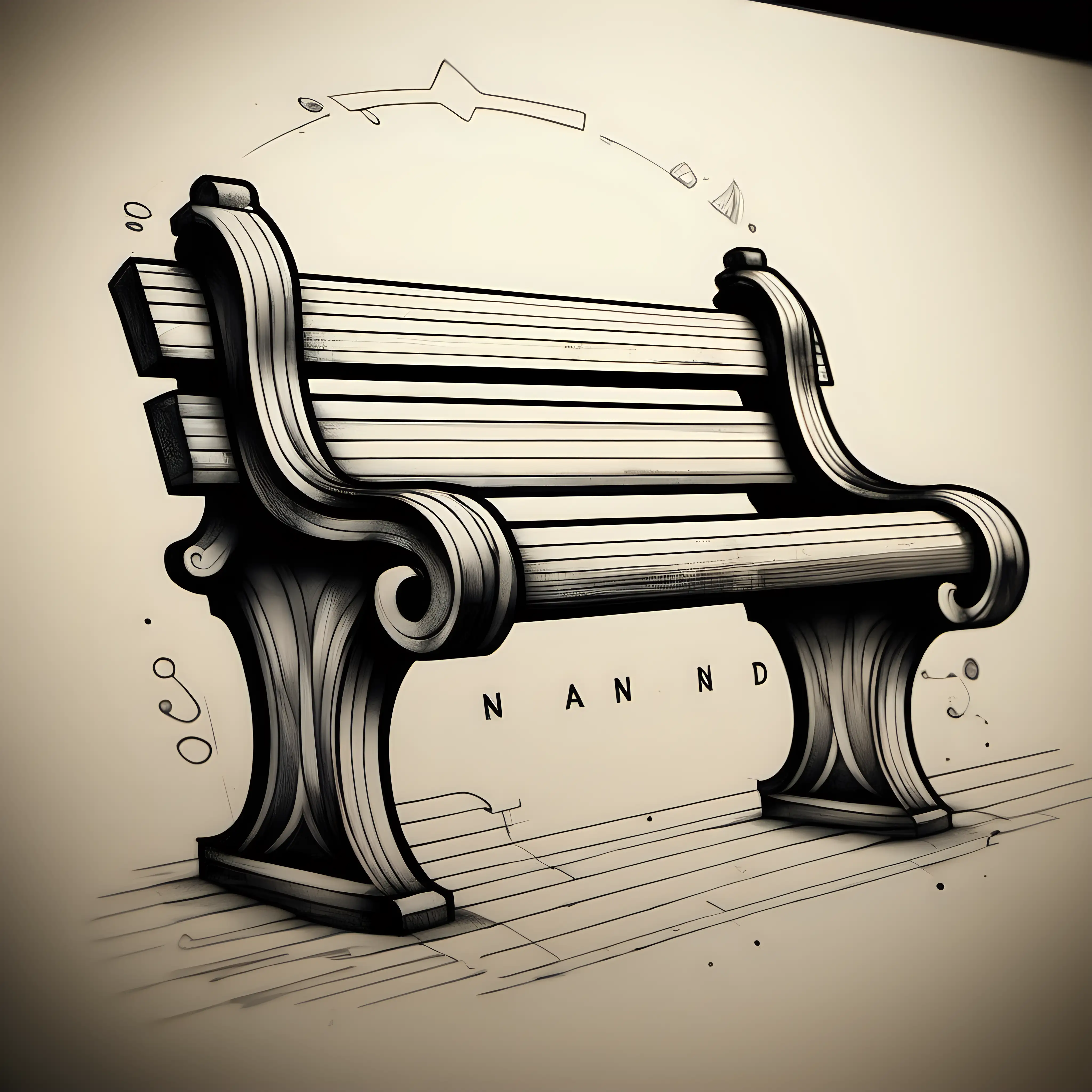 Logo for a nad namend "BENCH". Technical ink drawing