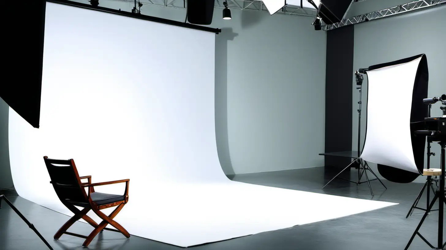 casting call, chair director in modern studio, photoshoot