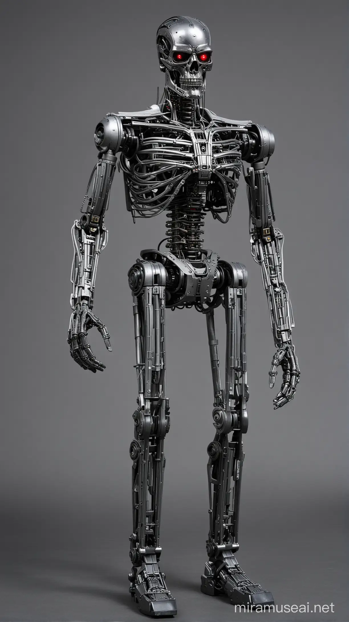 Terminator T800 Endoskeleton in Futuristic Battle Scene