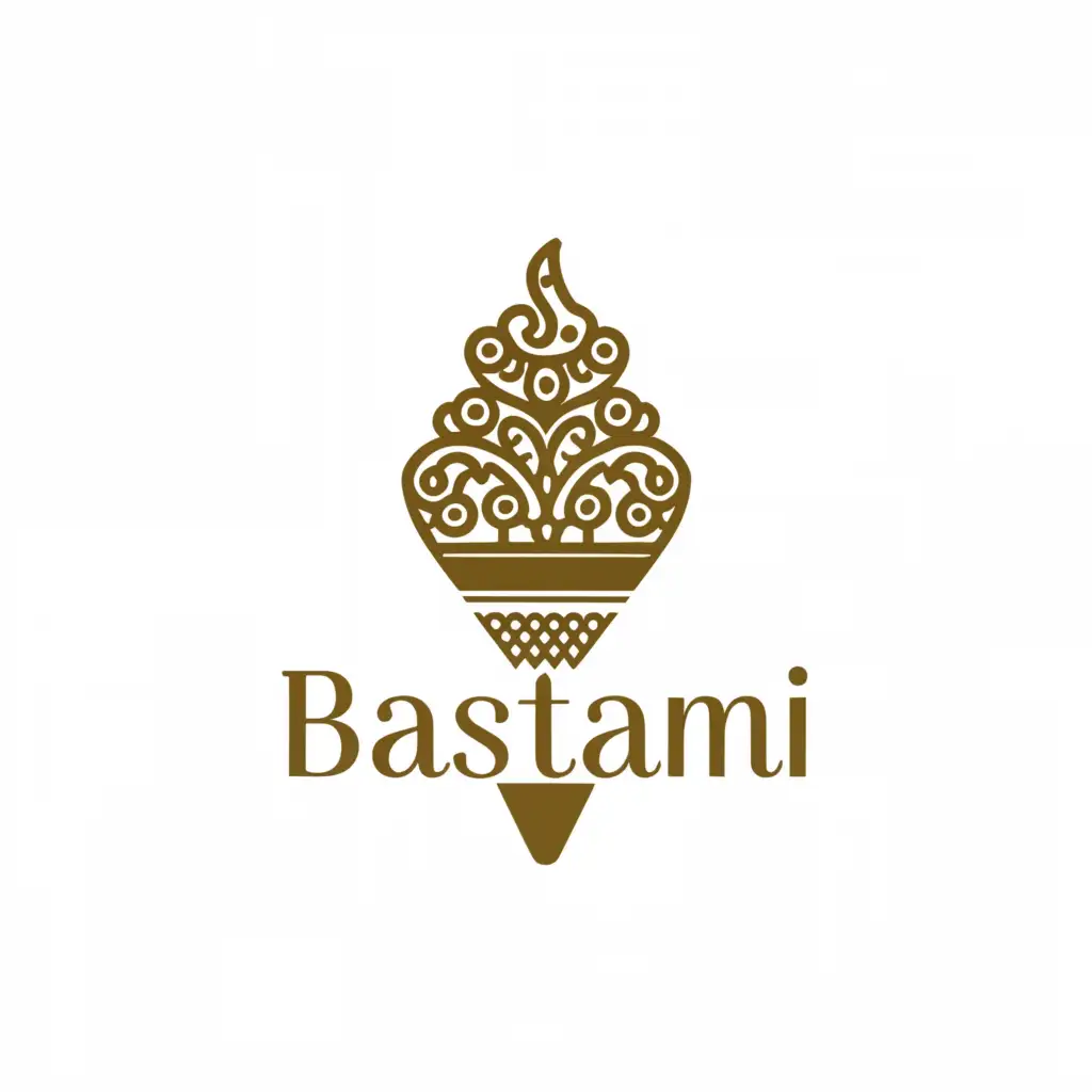 a logo design,with the text "Bastani", main symbol:Ice cream Persian elements,complex,be used in Restaurant industry,clear background