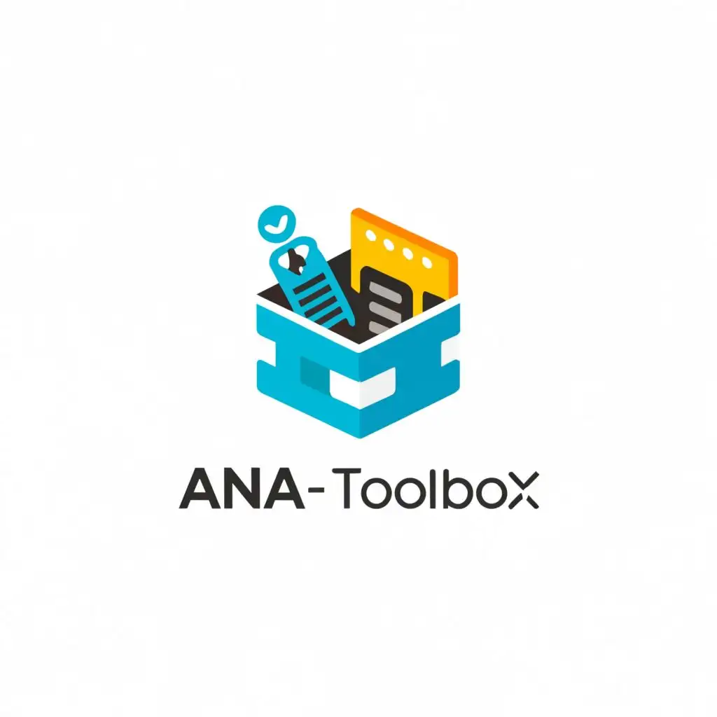 a logo design,with the text "ana-toolbox", main symbol:docker image with python , customized tools and robot framework with white background, be used in Technology industry