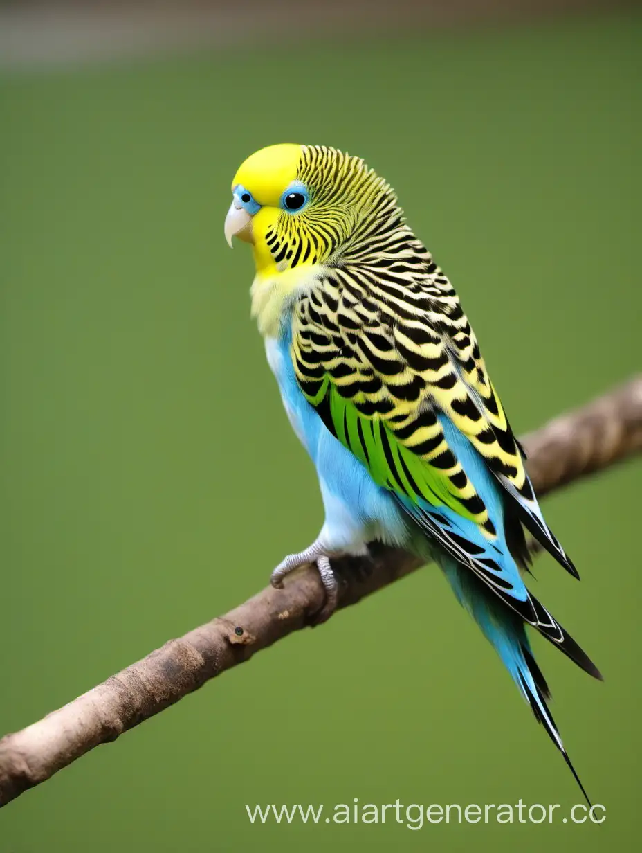 Colorful-Budgerigar-Bird-Perched-on-a-Branch