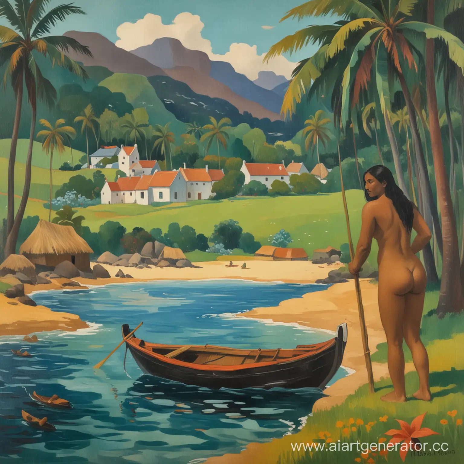 a painting in the style of Paul Gauguin
