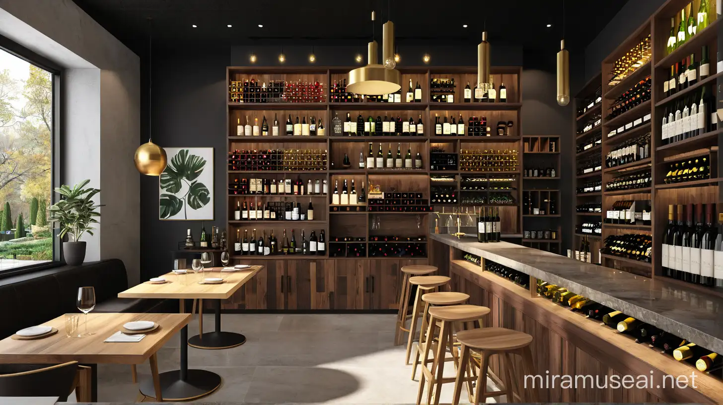 3D view of a fully stocked wine bar