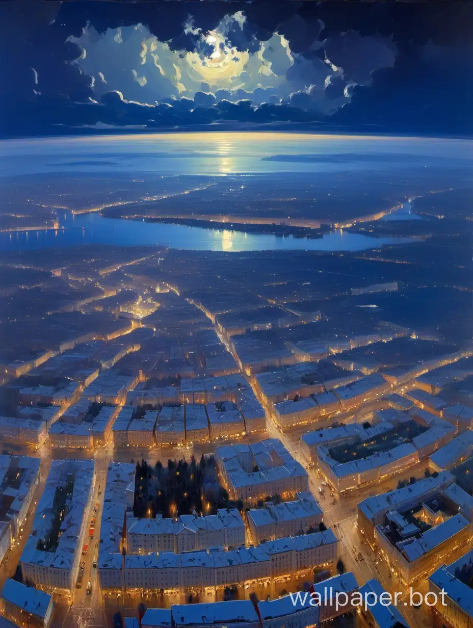 Vladimir gusev Oil painting of a earth in the night from above