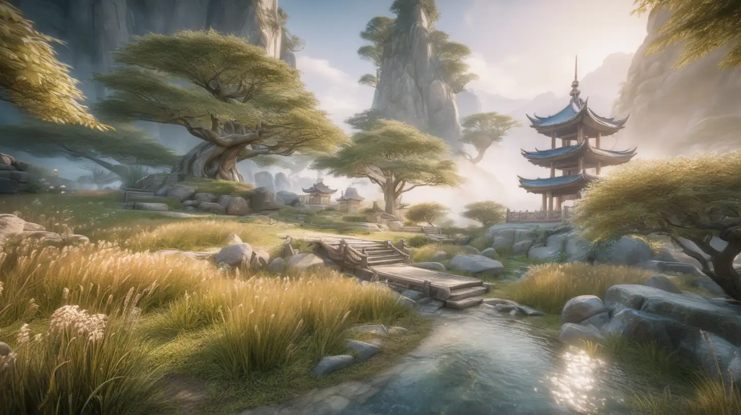  ethereal, art by Lee Man Fong, unreal engine, Nature Landscape Backgrounds