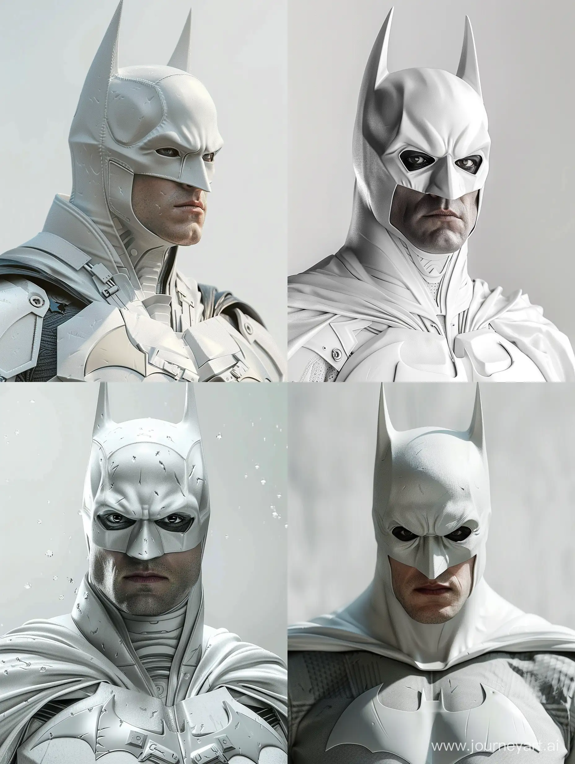 Christian Bale as Batman in white ultra-realistic 
