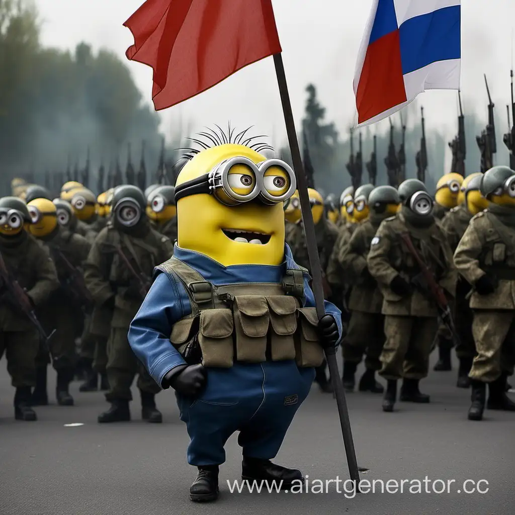 Миньон с флагом Уральской Республики убивает российских солдат