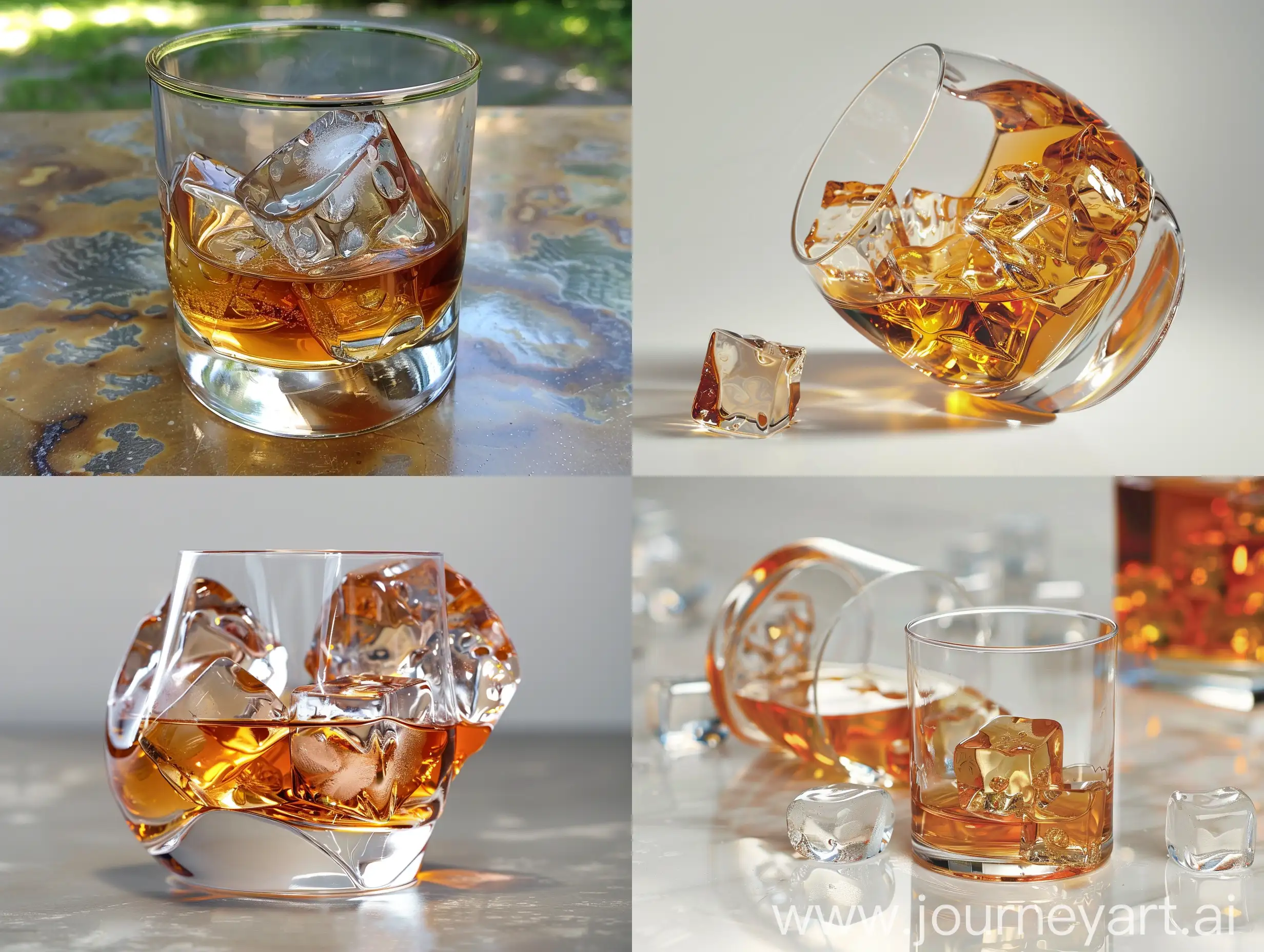 Chilled-Elegance-Captivating-Whiskey-Glass-with-Ice-Overturned