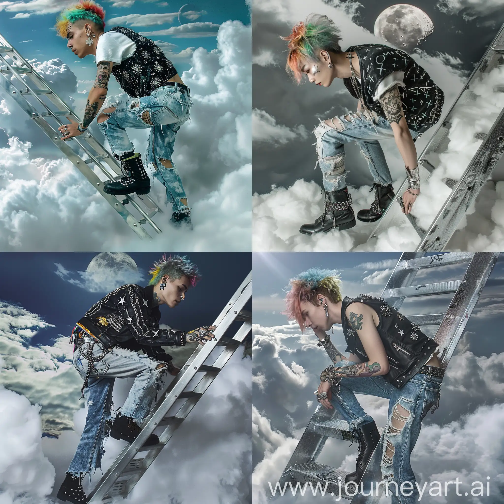 Rebellious-Climb-Edgy-Young-Man-Ascending-Silver-Stairway-to-the-Moon