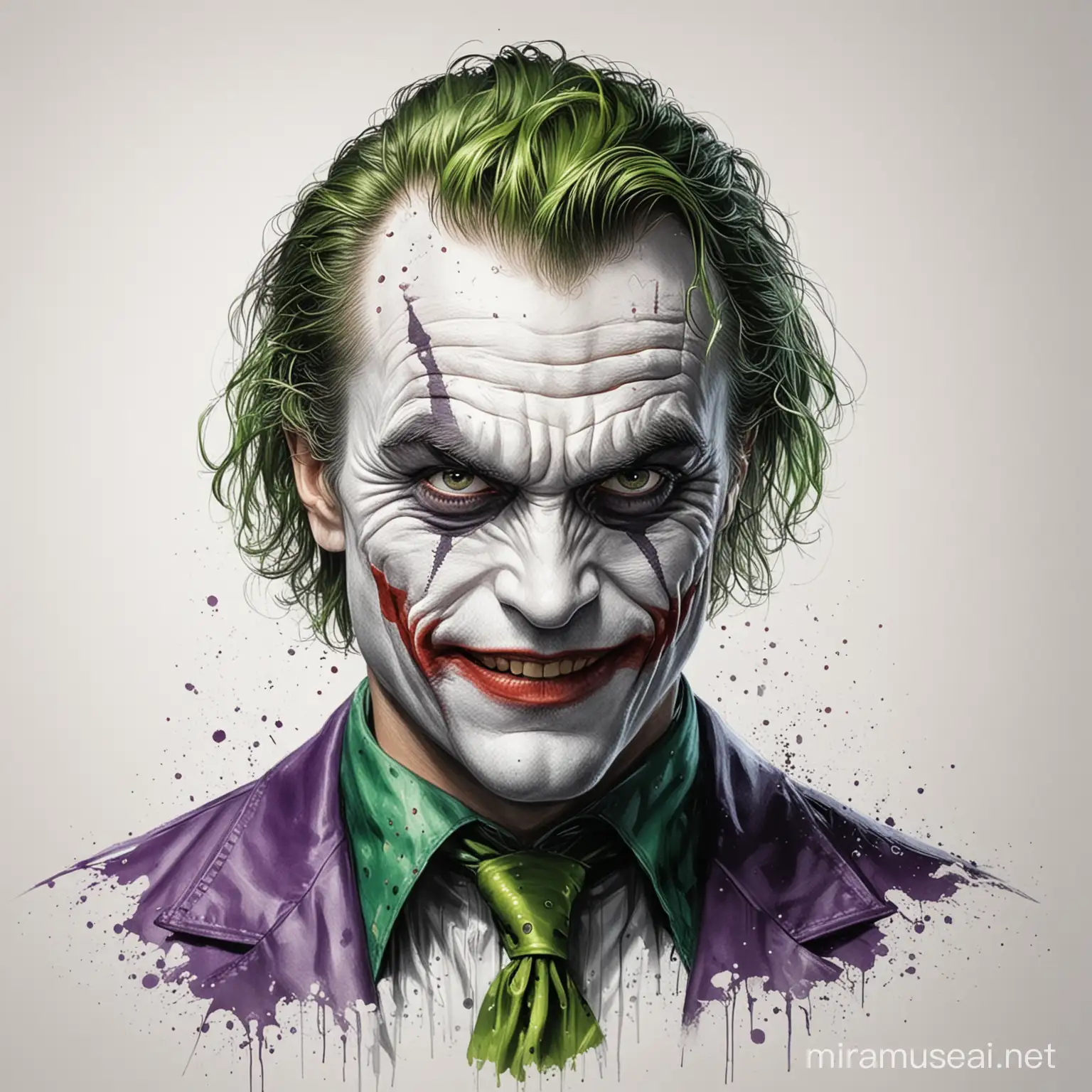 Colorful Drawing of The Joker from Batman Against a White Background