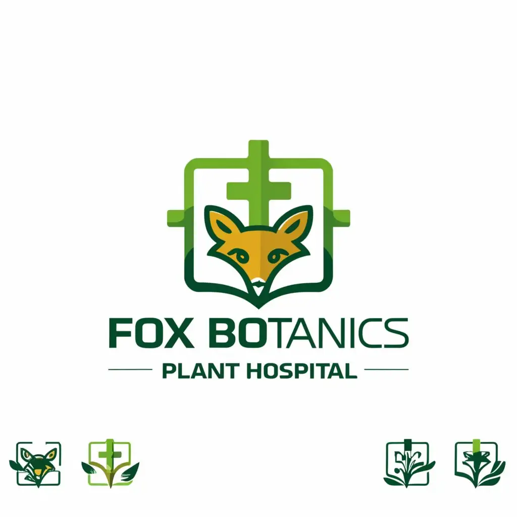 a logo design,with the text "Fox Botanics Plant Hospital", main symbol:Fox Plant Green Cross,Moderate,be used in Retail industry,clear background