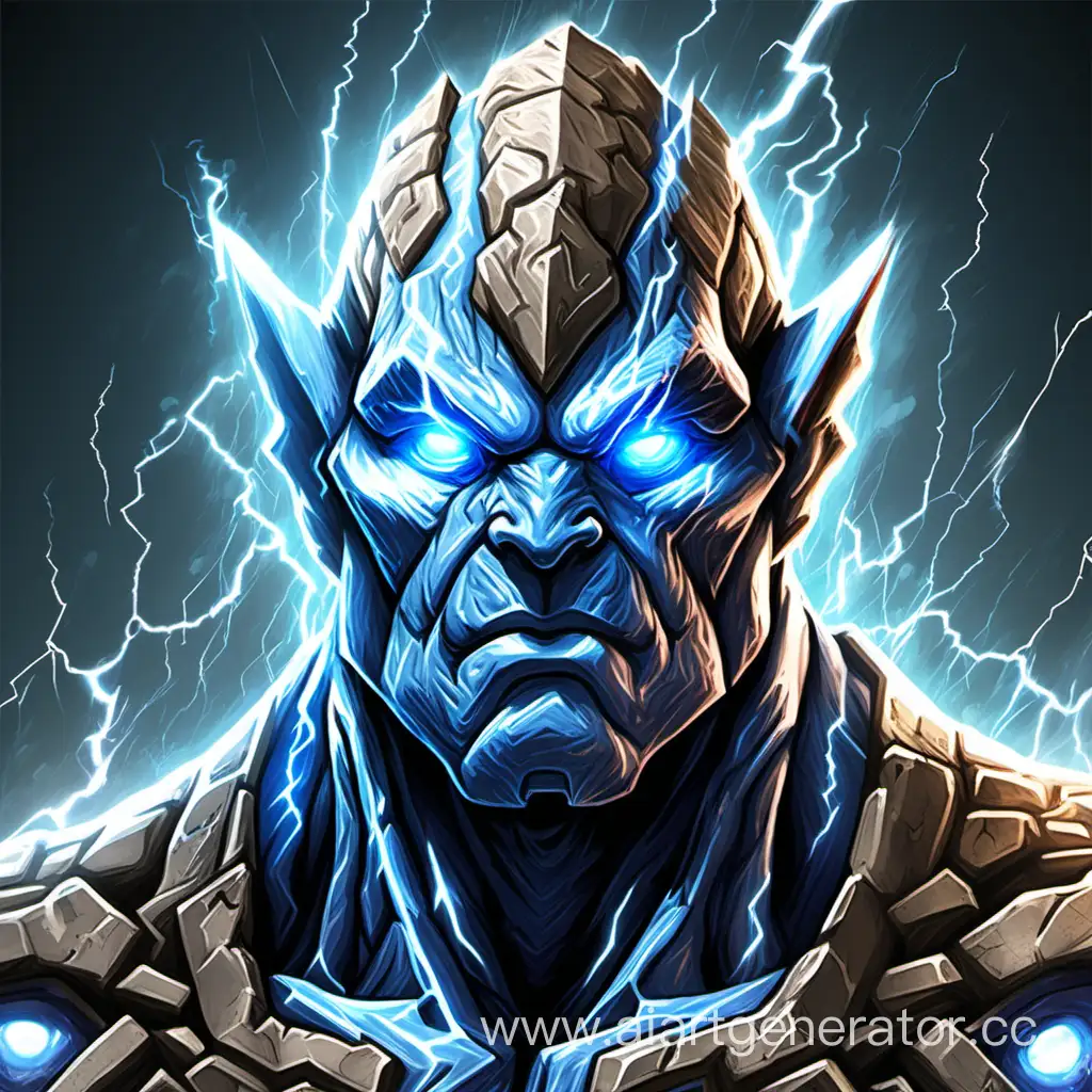 Thunder-Strike-Martial-Arts-Stone-Golem-with-Striking-Blue-Eyes