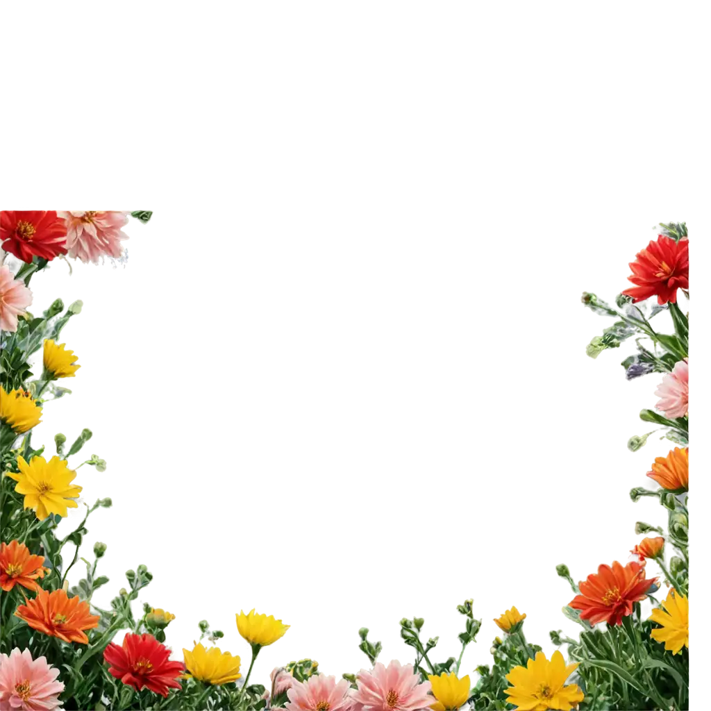 Exquisite-Flower-Square-Frame-Elevate-Your-Design-with-a-HighQuality-PNG-Image
