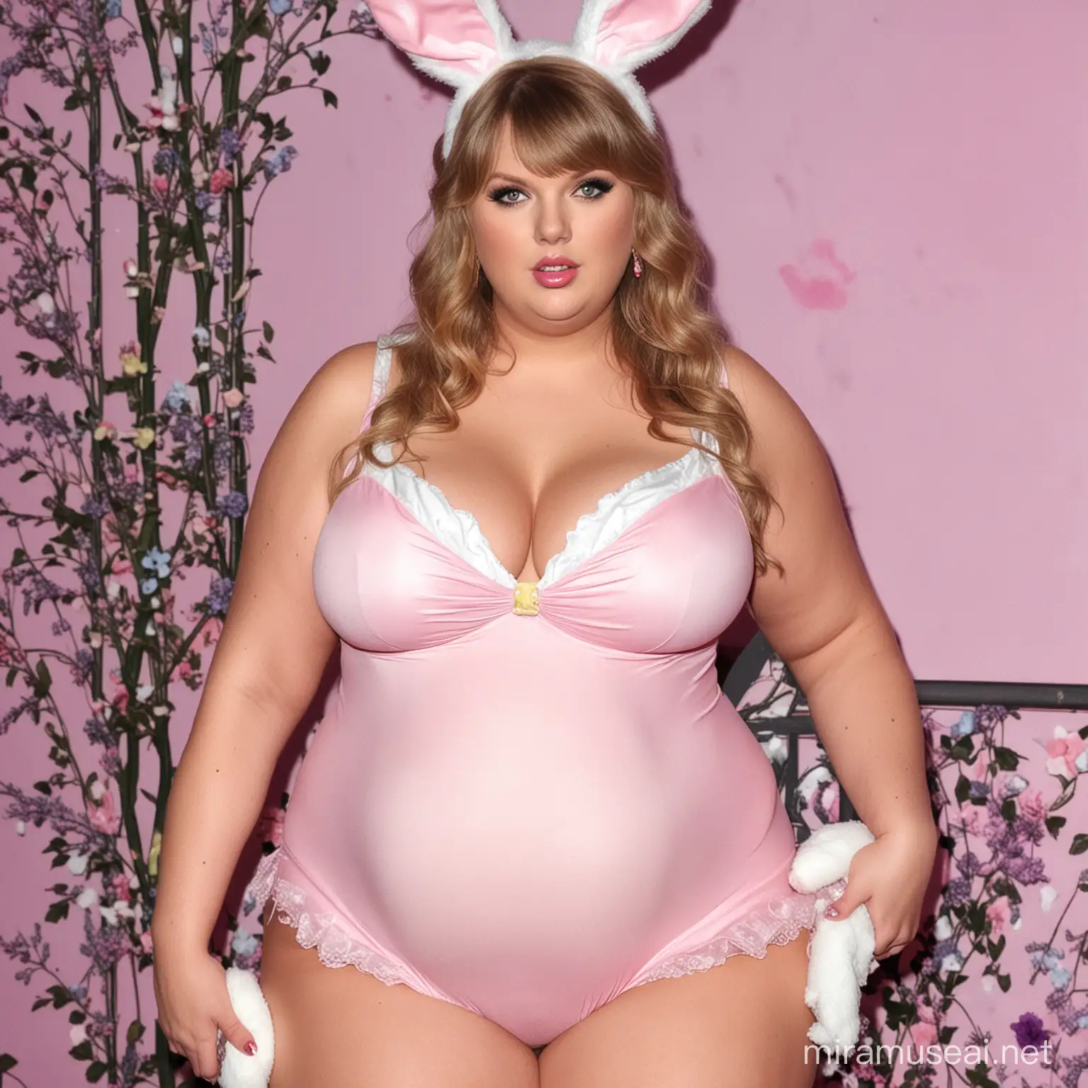 Morbidly-obese Taylor Swift dressed as a sexy Easter Bunny