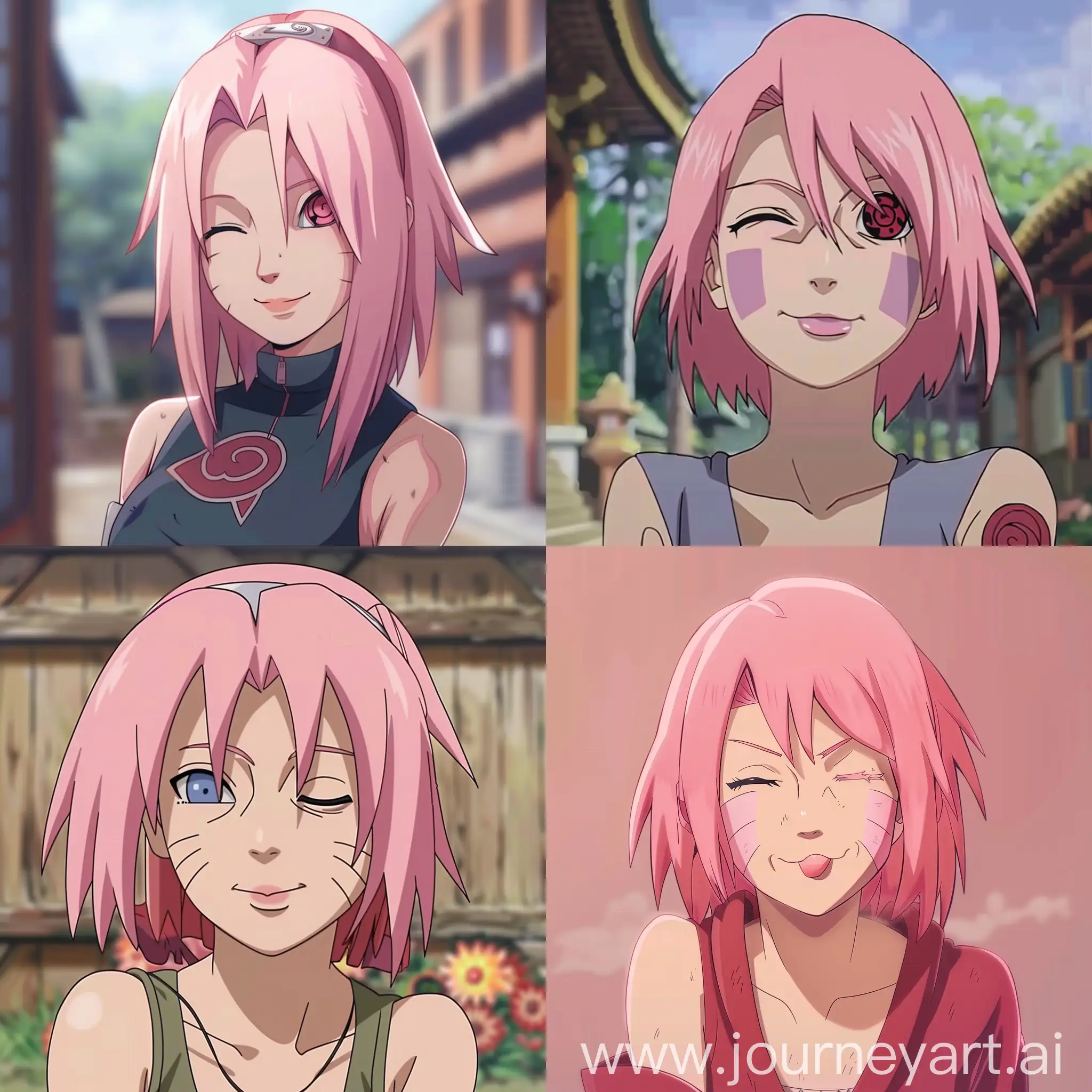 Cute Sakura Haruno winking from Naruto anime 