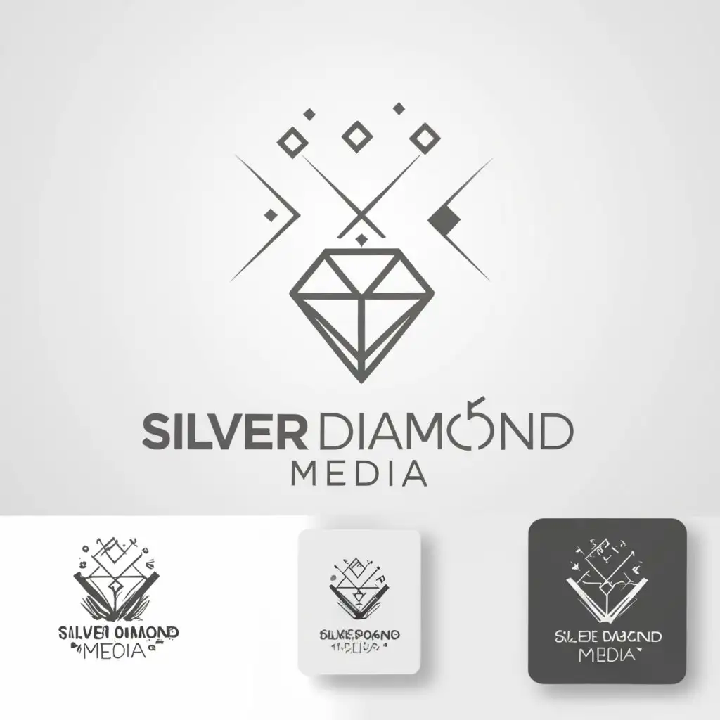 LOGO-Design-For-Silver-Diamond-Media-Elegant-Diamond-Symbol-on-Clear-Background