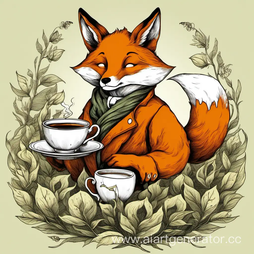 Enchanting-Tea-Fox-Enjoying-a-Tranquil-Garden-Tea-Party