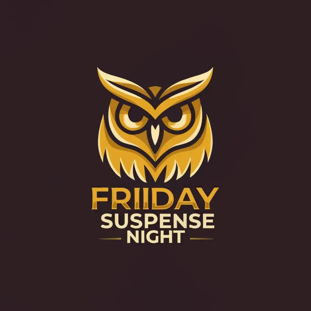 LOGO-Design-For-Friday-Suspense-Night-Intriguing-Owl-Face-Emblem-for-Entertainment-Industry