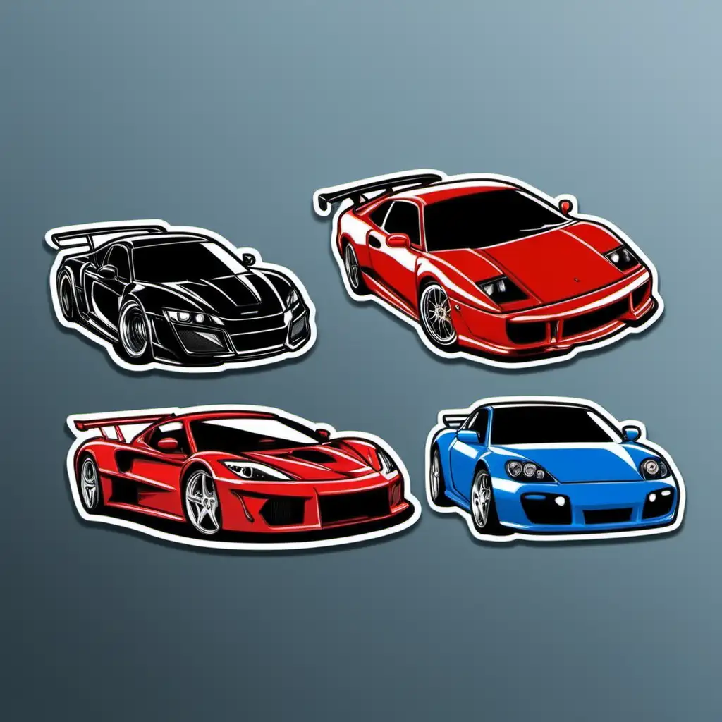 Vibrant Sports Cars Stickers for Enthusiasts and Speed Lovers