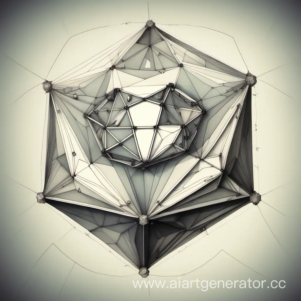 Geometric-Polyhedron-with-Falling-SnowLike-Patterns
