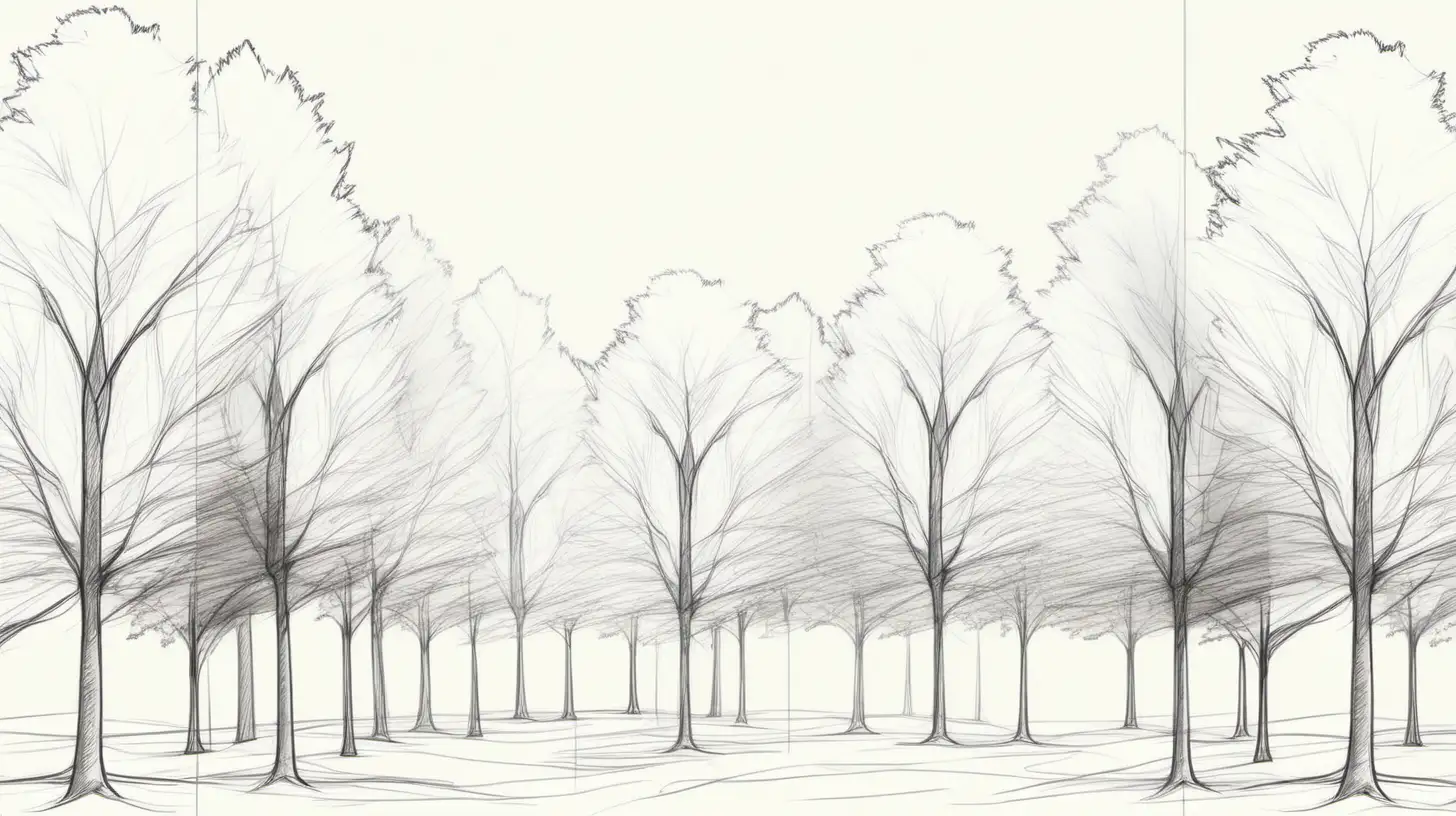 create a sketched backdrop of lots of trees