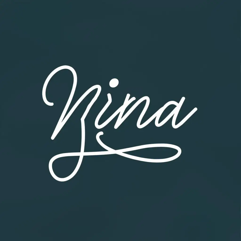a logo design,with the text "Nima", main symbol:Typography of the word nima that looks like a handwriting signature color cyan with white shades,Moderate,be used in Home Family industry,clear background
