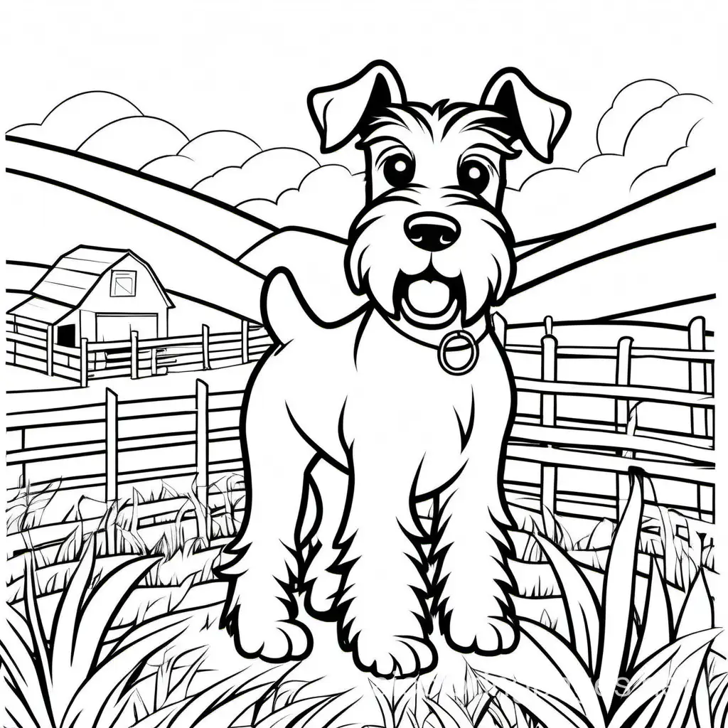 Cheerful-Schnauzer-Farm-Coloring-Page-Simple-Black-and-White-Line-Art