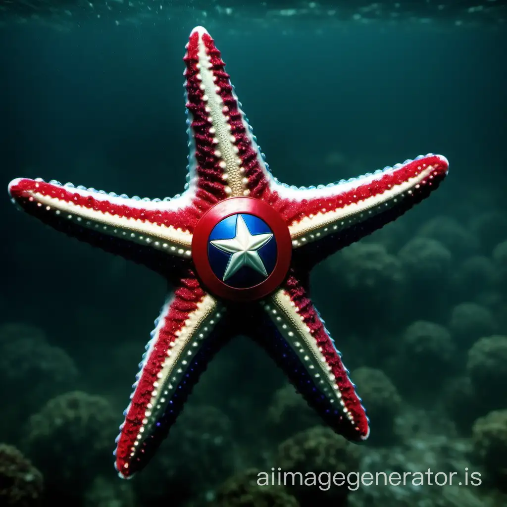 Captain-America-Starfish-Swimming-in-the-Ocean