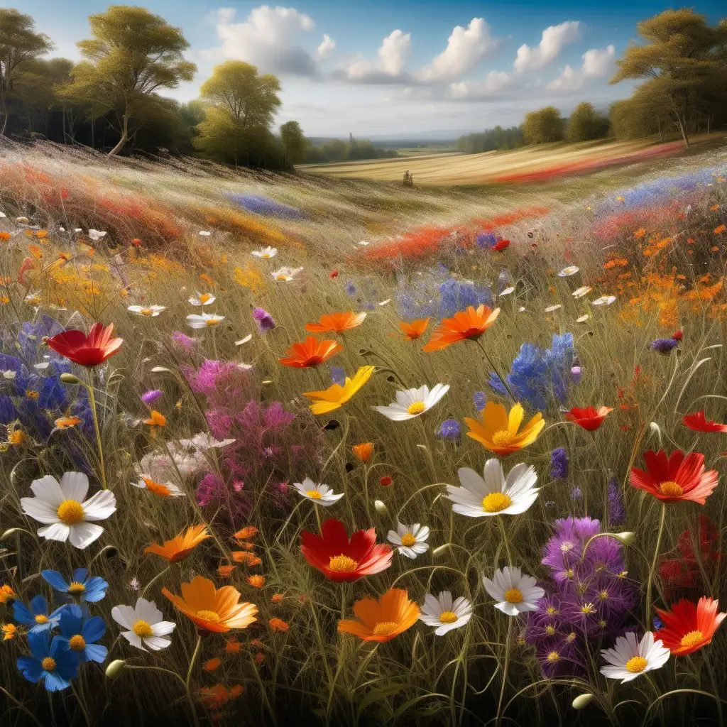 Breathtaking Wildflower Meadow Swaying in the Gentle Breeze