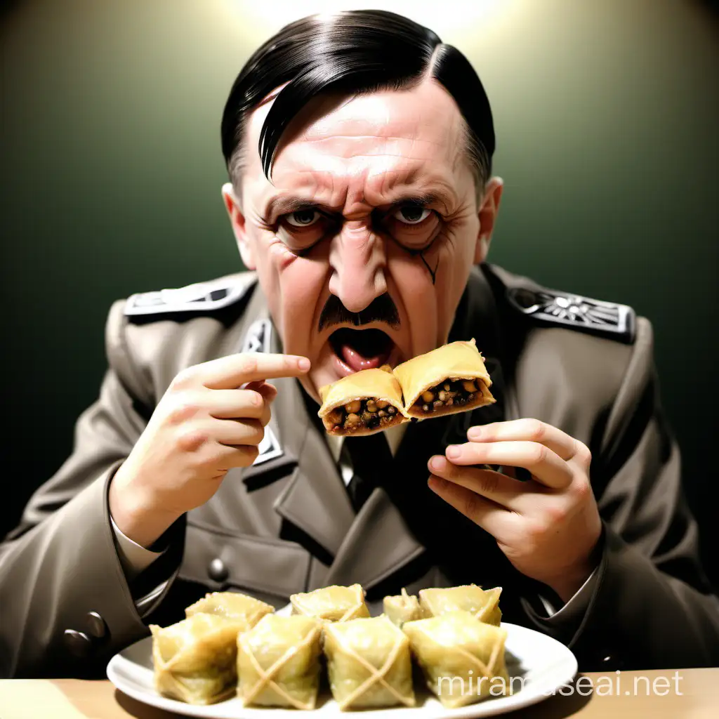 Anime Hitler Enjoying Baklava and Shish Kebab Feast