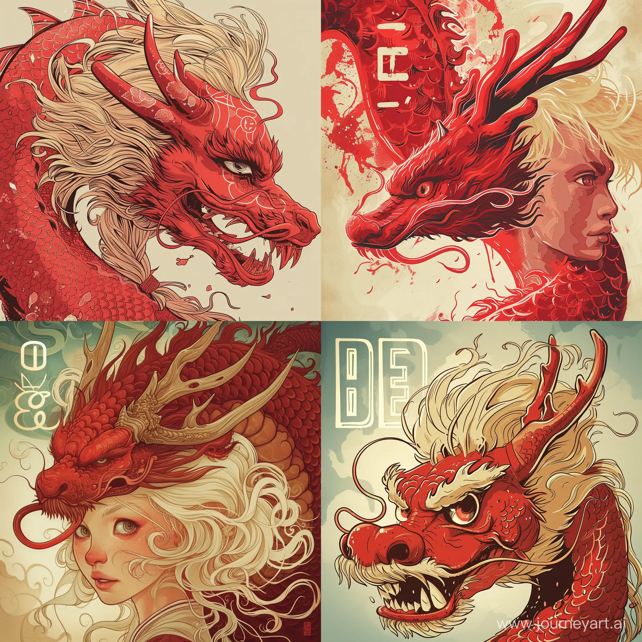 Majestic-Chinese-Dragon-with-Blond-Hair-and-Looming-Deng-Character