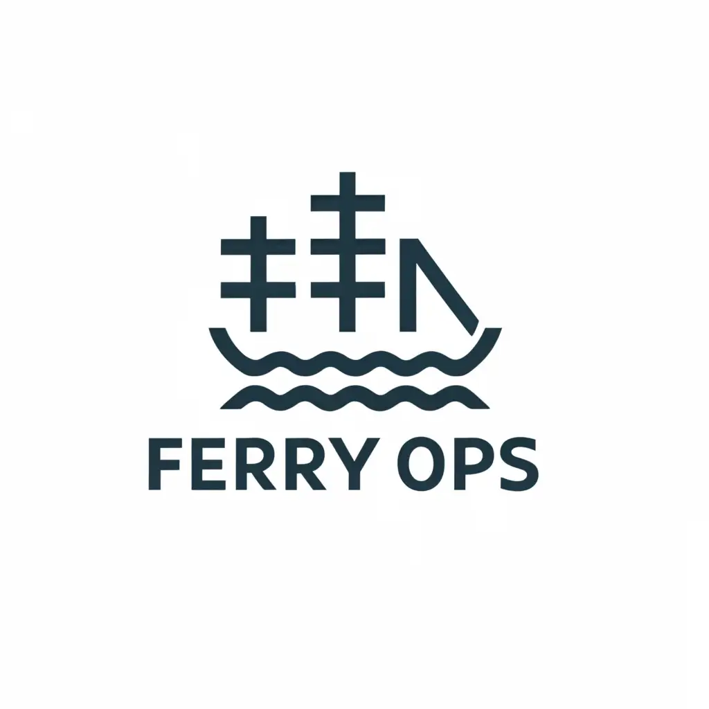 a logo design,with the text "FerryOps", main symbol:A sailing ferry,Moderate,be used in Travel industry,clear background