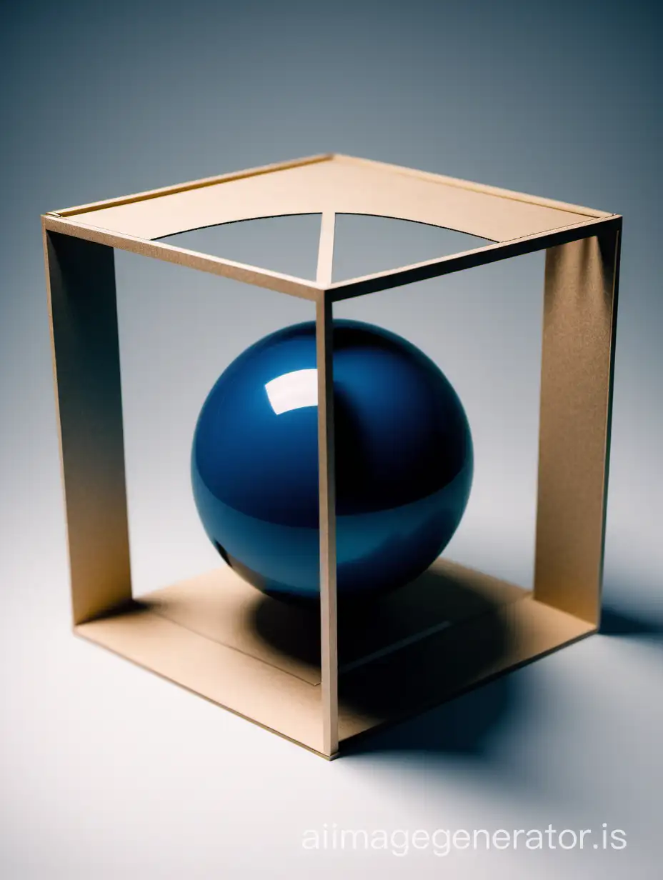 The moment when the sphere comfortably fits into the square box.