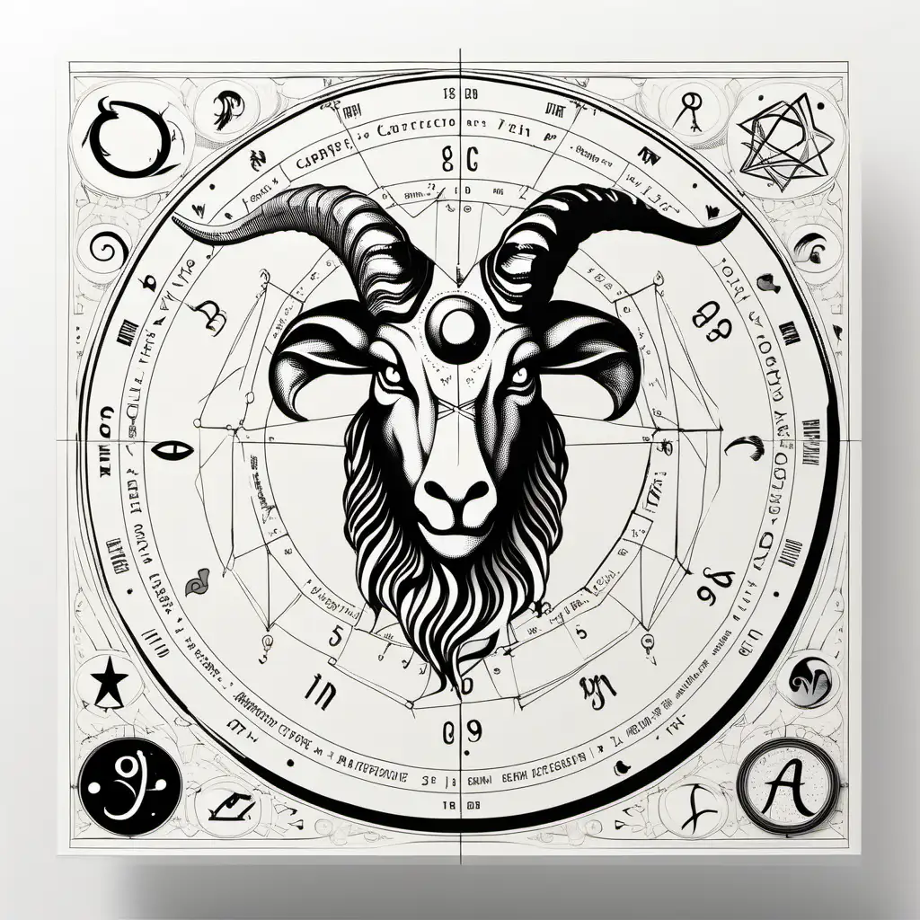 astrology capricorn  on pure white paper front view