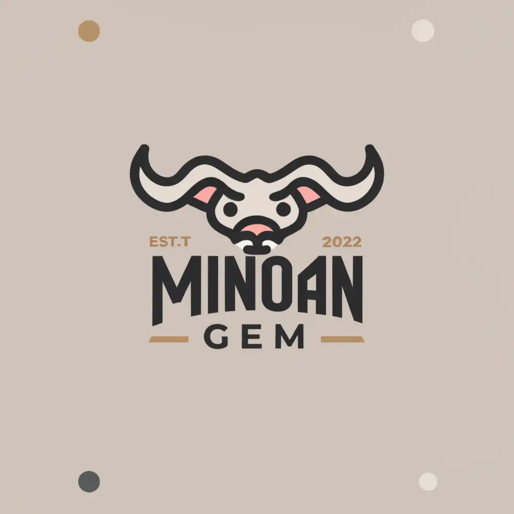 a logo design,with the text "Minoan Gem", main symbol:Minotaur,Moderate,clear background