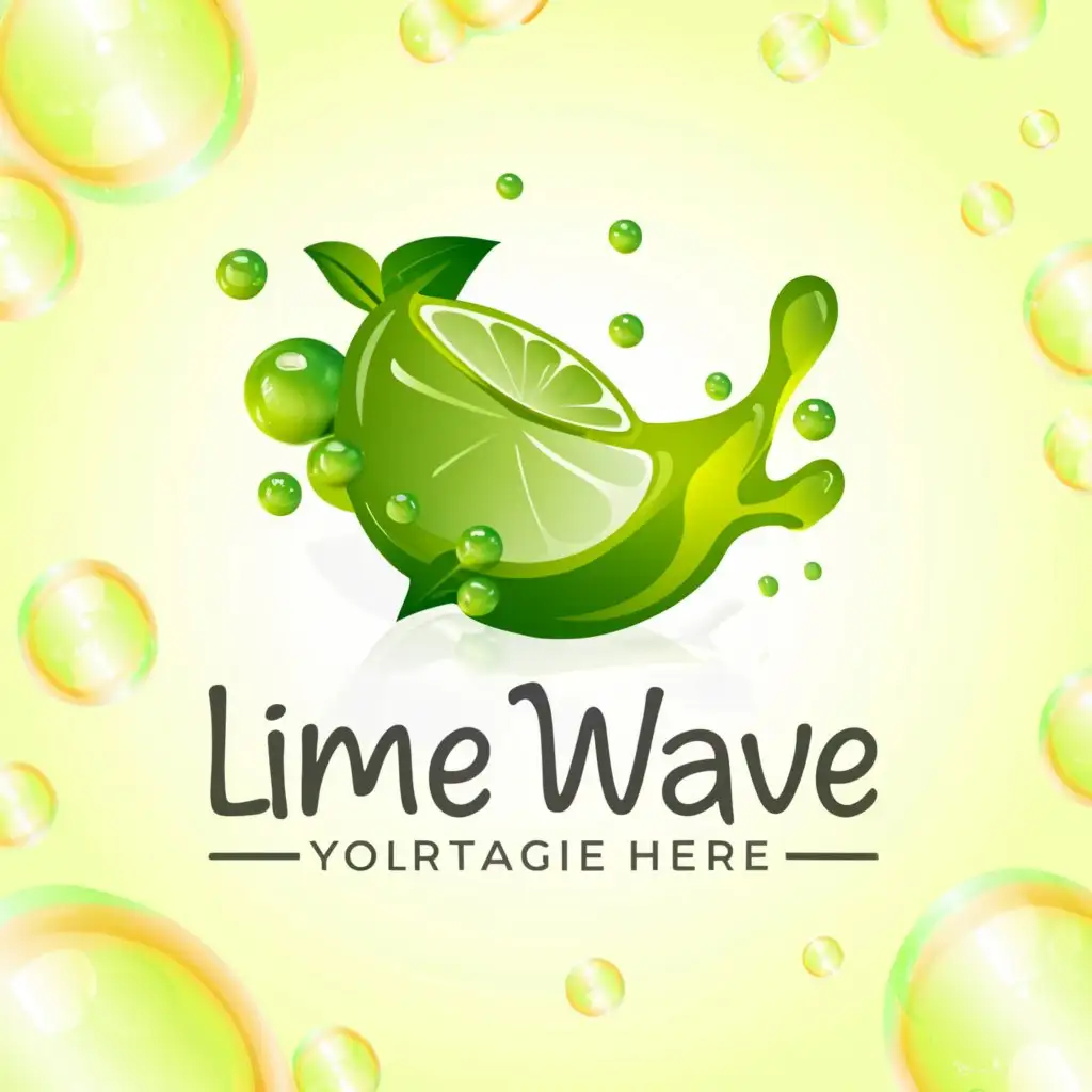 LOGO-Design-For-Lime-Wave-Fresh-and-Vibrant-with-Bubble-Background-and-Lime-Element