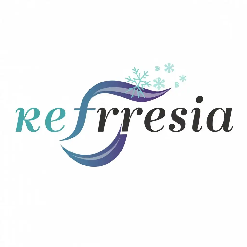 a logo design,with the text "Refresia", main symbol:breeze,freshness,refreshes,Moderate,clear background
add ice snowflake background of the name
