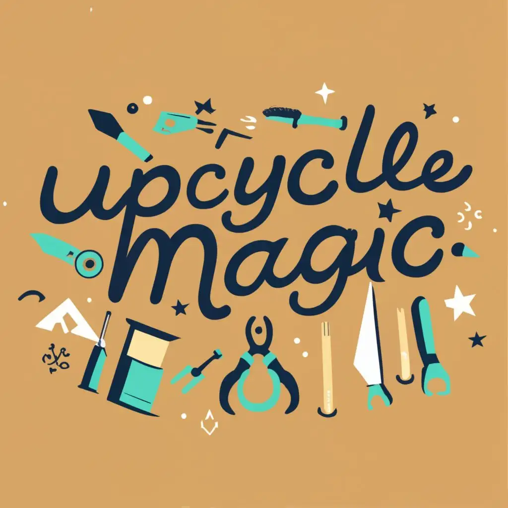 logo, DIY tools, with the text "UpcycleMagic", typography