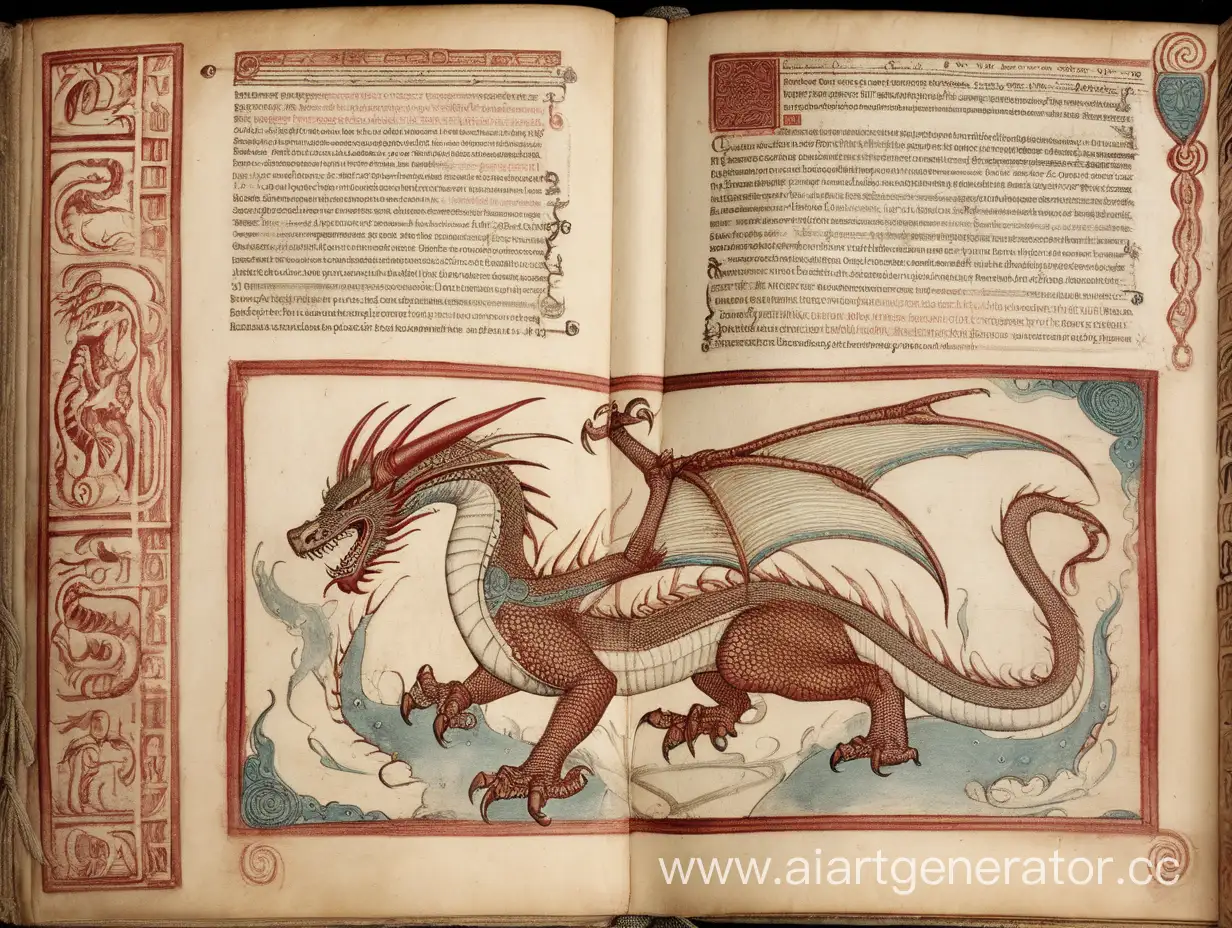 ancient bestiary page with white dragon image