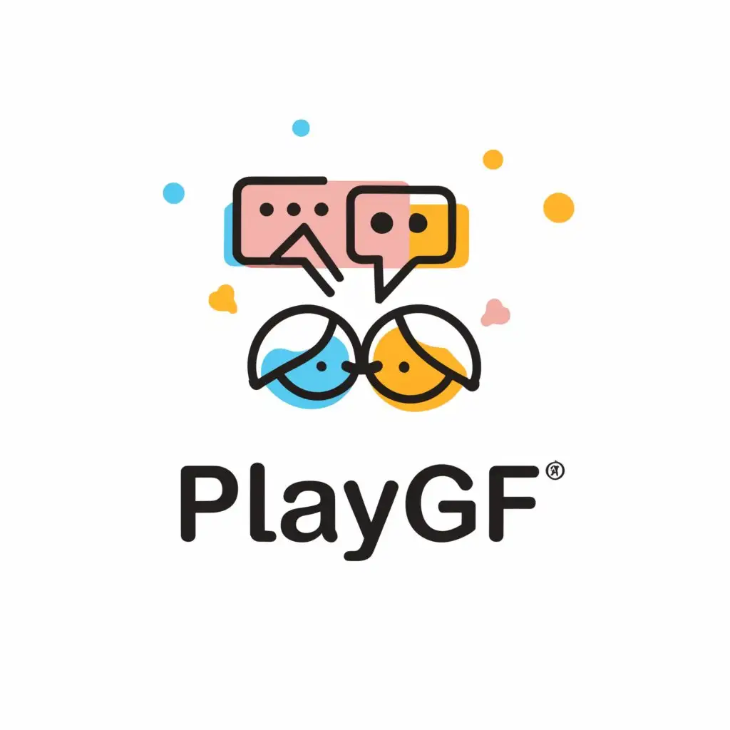 a logo design,with the text "playgf", main symbol:Chat Room Girls & Boys,Moderate,clear background